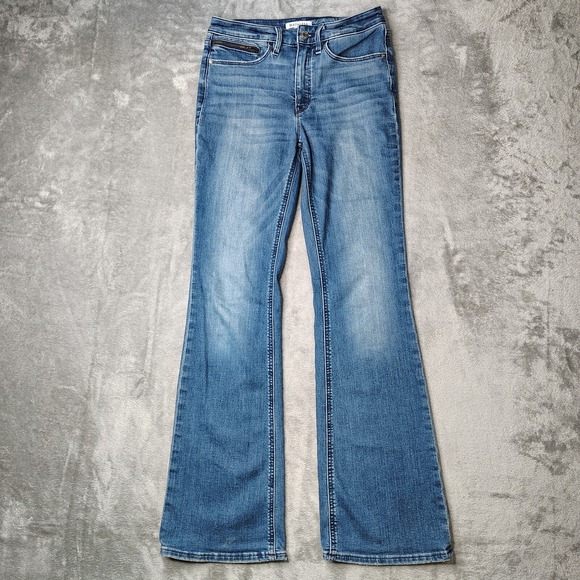 Athleta Denim - Athleta Jeans Womens 4 Blue Flare Sculptek Boot Stretch Faded Mid Rise Denim